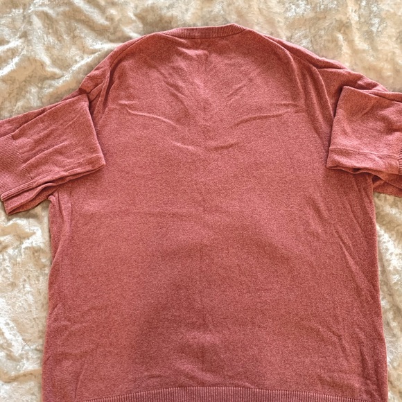 J. Crew 92% Cotton/8% Cashmere Blend V-Neck Sweater in Soft Salmon Color. - Picture 3 of 4